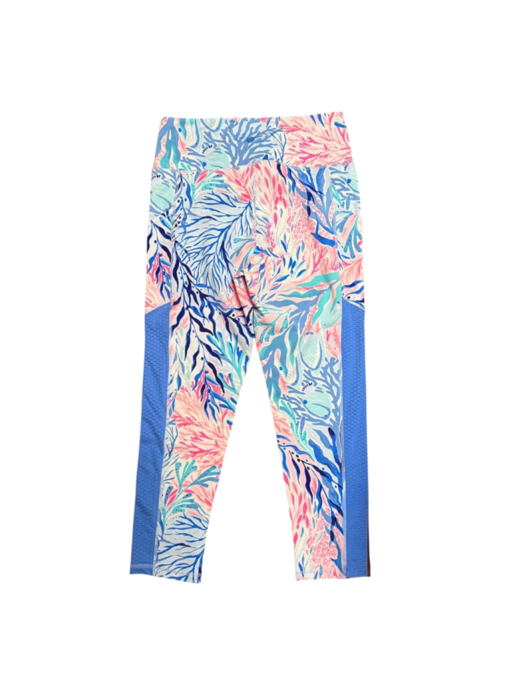 Lilly Pulitzer Luxletic Tropical Coral Print Leggings Blue Pink Women’s Large L - Picture 3 of 4